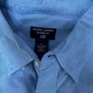 Ralph Lauren Jeans Co. Mens XL Blue Button Down Cotton Woven Long‎ Sleeve Shirt